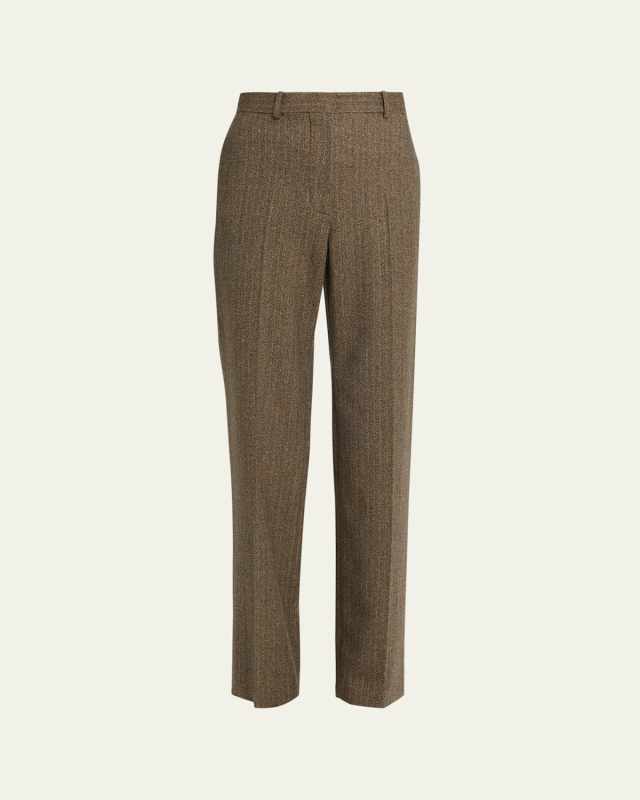 Goldie Striped Wool-Cashmere Straight-Leg Trousers